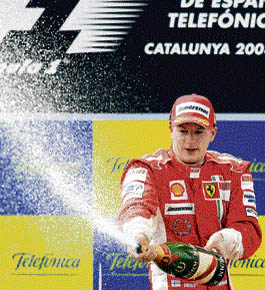 Ferraris Kimi Raikkonen took first place on the podium at the Spanish Grand Prix, adding to an impressive start to his defence of the Drivers Championship.