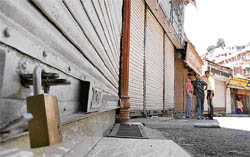 Lower Bazar in Shimla, which wore a deserted look on Friday in view of the all-India bandh called by the BJP in protest against the UPA Government failure to curb price rise.