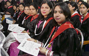 SCD College students attend convocation in Ludhiana on Friday. 