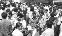 Students throng the campus of Rayat and Bahra group of Institutes on the second day of the recruitment drive on Saturday.