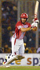 Kings XI Punjabs Shaun Marsh in action during the IPL T20 match against the Kolkata Knight Riders at the PCA stadium in Mohali on Saturday.