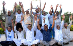 Morning walkers in Bathinda engaged in laughing on World Laughter Day, that was observed all over the world, on Sunday.