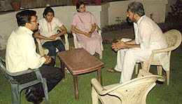 The son and relatives of Amarjit Singh Samra, former DGP of Maharashtra, mourn his death at their house in Mohali on Sunday. 