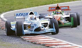 Narain Karthikeyan races his car during the A1 Grand Prix Sprint Race at Brands Hatch