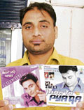 Budding Punjabi singer G.S. Peter with his albums in Ludhiana on Sunday.