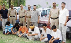 The six accused involved in selling financed vehicles in police custody in Karnal