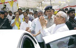 Former Chief Minister Bhajan Lal campaigns in the Adampur constituency