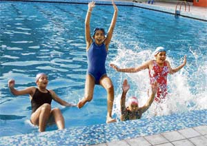 CHILLING OUT: Children beat the heat at the Sector 23 swimming pool in Chandigarh on Tuesday