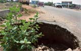 a road dividing Phase X, Mohali, and Sector 49, Chandigarh, caves in;