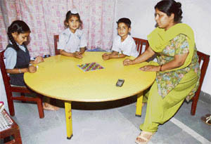 Children play at the newly set up crche at ISBT, Sector 43.