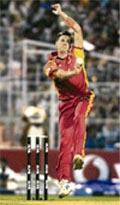 Bangalore Royal Challengers Dale Steyn in action against Kolkata Knight Riders during the IPL T20 match at Eden Gardens in Kolkata