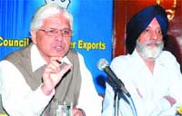 Dr Ashwani Kumar, union minister of state for industry interacts with mediapersons in Jalandhar on Friday. 