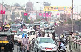 Traffic chaos at the Jagraon bridge in Ludhiana.