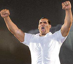 WWE superstar The Great Khali enthrals in Mumbai on Saturday.
