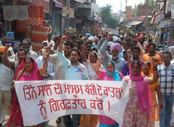 Agitated residents at Talwandi Bhairo and surrounding villages protesting against the police inaction in the case.