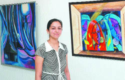 Mumbai-based painter Varinders collection can be seen at Virsa Vihar.