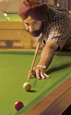 Sandeep Singh in action during Saurabh Khattar Billiards and Snooker Tournament at Chandigarh Club on Wednesday.