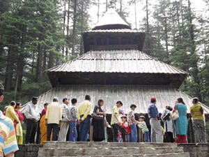 The Hadimba Devi temple, also known as Dhugri temple, in Manali, where a mela will begin on Thursday.