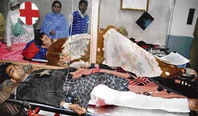 Civilians get treatment in a hospital in Srinagar after they were allegedly shot at by the Army