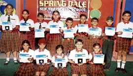 Students of Spring Dale Senior Secondary Public School with their certificates in Ludhiana