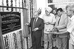 Chief Justice of Punjab and Haryana High Court Vijender Jain inaugurates the newly constructed judicial court complex at Rajpura on Thursday. 