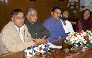Parents of thalassaemic children interact with mediapersons in Shimla on Wednesday.