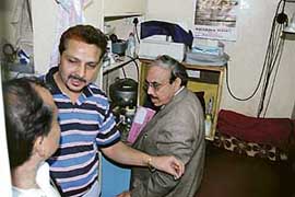 CMO B.R. Arya (right) raids a clinic near BCS in New Shimla on Friday.