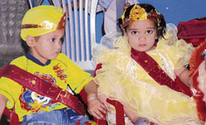 Navnish Singh and Sneha who were declared prince and princess during the freshers party at Guru Nanak Model Senior Secondary School in Ludhiana on Friday. 
