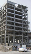 Construction work in progress on a mall in Amritsar.