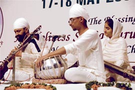 Baljit Singh Namdhari presents a recital on taar shehnai during the Satguru Partap Singh Memorial Sangeet Sammelan at the Bhargava auditorium of the PGI in Chandigarh on Saturday.