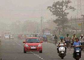 Visibility was affected due to dust storm in Chandigarh