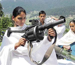 Schoolchildren take part in the self defence traning given by the Army in the rural areas of Jammu & Kashmir, in Doda on Saturday. The Army has intensified such programmes in the wake of recent Samba encounter.