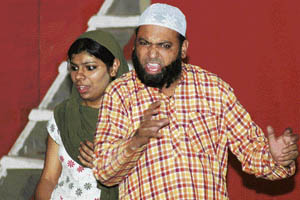 Artistes stage a play Jis Lahore Nayi dekheya oh janmeya e nayi at Punjabi Bhawan in Ludhiana on Saturday night.