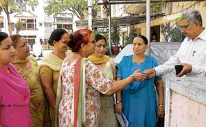 Paramjit Kaur with her group collecting donations in Mohali. 