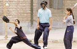 A match of the 7th Sub-junior Softball Championship in progress at Ramgarhia Girls College, Miller Ganj,
