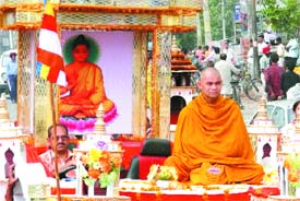 Devotees take out rally to mark Budh Purnima in Jalandhar on Tuesday.