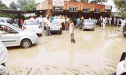 The sub-registrars office that was flooded after showers in Ludhiana 