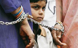 Bhopal gas tragedy survivors during a protest outside the