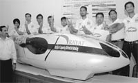 Students of Rayat Institute of Engineering and Information Technology pose with their creation