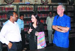 Canadian high commissioner David Malone (extreme right) during his visit to Kapurthala on Thursday. 