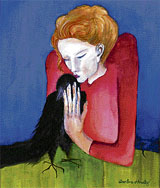 A Pablo Picasso-inspired version of Woman With A Crow