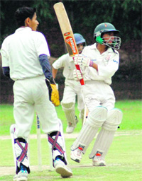 A cricket match in progress at St Johns High School, Sector 26, in Chandigarh on Sunday.