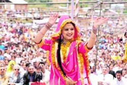An artiste performs during the inauguration of the Bhaderwah University campus, 270 km from Jammu, on Sunday.