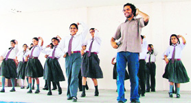 Harpreet, alias Happy, dances with the hearing impaired at a summer camp in Ludhiana.