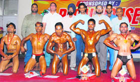 Position holders of the 4th Mr Ludhiana Beginner and Mr Ludhiana Classic Bodybuilding Championship at Jamalpur, Ludhiana, on Sunday.