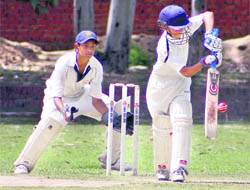 A cricket match in progress at St. Johns School, Sector 26, in Chandigarh on Tuesday.