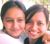 Tanushree celebrates her success with her mother in Panchkula on Thursday.