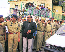 A view of the heavy security arrangements put in place on the Himachal Pradesh University campus in Shimla on Thursday.