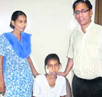 Navjot, who has been given a new lease of life, flanked by her mother and Dr Ravindra Tah in Ludhiana. 