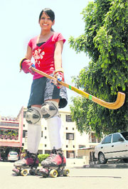 Neyhal Salwan from Sacred Heart High School who scored 94 per cent marks and was a part of the team that won a gold medal in the Asian Roller Hockey Championship in 2007.